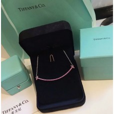 Tiffany Tiffany T roze Swarovski diamanten dubbele T glimlach hanger grote ketting