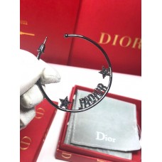 Dior JAdior Retro Black Metal Star Trimmen Asymmetrische hoepels Dameskristaloorbellen