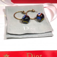 Retro Dior Tribales Veelkleurige Ball Hanger Dames Messing Bij Asymmetrische CD Oorbellen Prijs Amerika