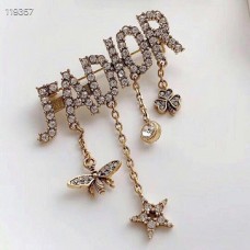 Christian Dior verharde diamanten JADIOR-motief Bee Star Clover-hangers vrouwtjes antiek goud afgewerkte metalen kristallen broche
