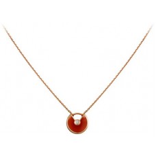 Amulette de Cartier Carnelian Diamond Necklack in geel goud, wit goud en roze goud