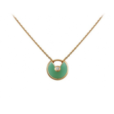 Amulette de Cartier Chrysopraas diamanten ketting in geel goud, wit goud en roze goud