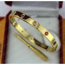 Cartier Love Armband Geel Goud Kleurrijke Diamanten
