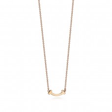 Tiffany T Vrouwelijke Kleine Glaze Smile Face Hanger Ketting Geel Goud/Zilver Kopie