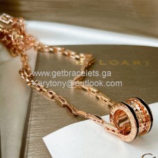 Bvlgari B.Zero1 Rock ketting rosé goud met zwarte keramische kopie