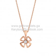 Bvlgari Fiorever Bloemenketting met vier bloemblaadjes en 1 diamanten Roségoud en witgoud 0,0423611111111111