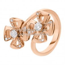 Bvlgari Fiorever-ring met twee diamanten en pavé-diamanten, roségoud en witgoud