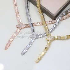 Bvlgari Serpenti ketting met volledige pave diamanten rosé goud-geel goud-wit goud