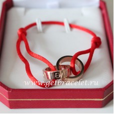 Cartier dubbele ring liefdesarmband roze goud rood touw