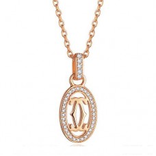 Cartier-logo dubbele C-ketting in roze goud met diamanten