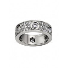 Cartier Love Ring 18k witgoud geplaveide diamanten met 6 grote diamanten