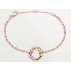 Cartier Trinity Armband Witgoud/Gele God met Roze Diamanten