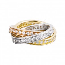 Cartier Trinity Ring Witgoud/Geel God/Rose Goud met Pave Diamanten