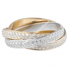 Cartier Trinity Ring Witgoud/Geel God/Rose Goud met Pave Diamanten
