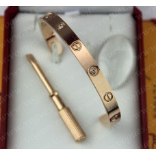 Cartier Semi-Open Liefdesarmband Roze Goud 4 Diamanten
