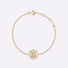 Celebrity Same Christian Dior Rose Des Vents White MOP Achtpuntige ster omkeerbare hanger geel vergulde schakelarmband