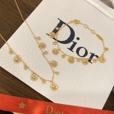 Christian Dior Rose Des Vents Vijf Motief Achtpuntige Ster-Diamanten Witte MOP Hangers Dames Geel Vergulde Armband/Ketting