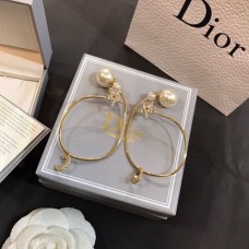 Christin Dior geplaveide diamanten ster witte parel geel goud vergulde cirkel hanger oorbellen