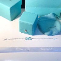 Tiffany Infinity zilveren dubbele kettingen blauw geëmailleerde hanger armband verlovingsdame sieraden