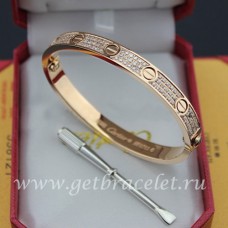 Cartier Love-armband verharde diamanten roze goud