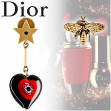 Dior D-Murrine rood-zwart hart charme dames messing bij asymmetrische steroorbellen