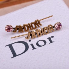 Dior JAdior Boucles Doreilles roze kristallen retro messing logomotief damesclipoorbellen