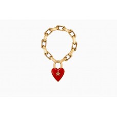 Dior Limited Edition Dioramour rood hart hangslot dikke ketting dames messing armband
