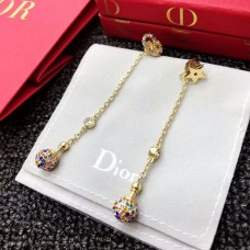 Dior La Petite Tribale Sferoïdale hanger Vrouwelijke ster-CD Asymmetrische messing veelkleurige diamanten oorbellen