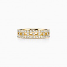 Tiffany Vrouwelijke Tiffany T verharde diamanten 5,5 mm echte brede ring wit goud / geel goud
