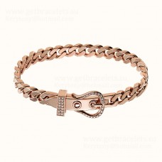 Hermes Boucle Sellier Armband Rose Goud/Wit Goud Met Diamanten Stijl