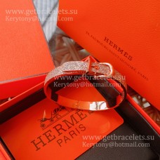 Hermes Boucle Sellier Armband Rose Goud met Pave Diamanten UK