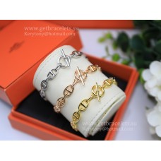 Hermes Chaine DAncre Armband Klein in Zilver/Geel Goud/Rose Goud Stijlvol