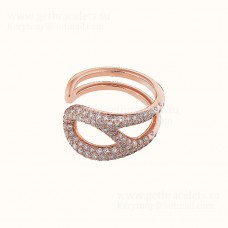 Hermes Chaine Dancre Punk Ring Rose Goud met Diamanten Laagste Prijs