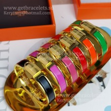 Hermes Clic Cadenas Emaille Armband Slot Geel Goud Verkopen