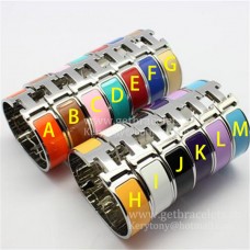 Hermes Clic Clac HH Emaille Armband Multi-Corlored in Wit Goud MM 18MM Fijne Sieraden