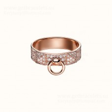 Hermes Collier de Chien-ring met pave-diamanten in roségouden sieraden