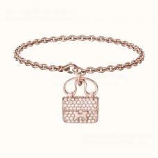 Hermes Constance Amulette Armband Rose Goud Met Diamanten Sieraden