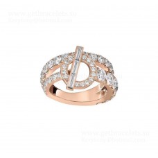 Hermes Echappee Dubbele Ring Rose Goud/Wit Goud UK Verkoop