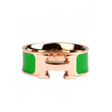 Hermes Emaille Clic H-ring in 18kt roze goud met groen