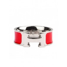 Hermes Emaille Clic H-ring in 18kt witgoud met rood