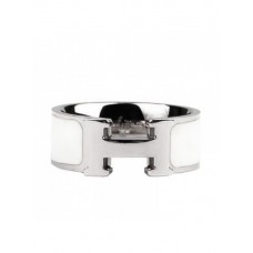 Hermes Emaille Clic H-ring in 18kt witgoud met wit