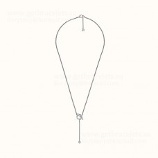 Hermes Finesse Lariat ketting met diamanten rosé goud/zilver
