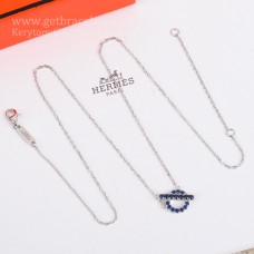 Hermes Finesse ketting met blauwe spinel edelstenen wit goud