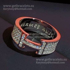 Hermes H LOGO Ring Wit Goud Met Pave Diamanten Nieuwste Dames Sieraden