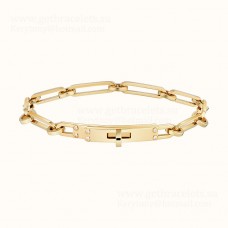 Hermes Kelly Chaine armband met 6 diamanten zilver/geel goud/rosé gouden sieradenwinkel