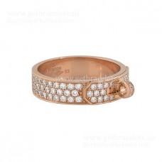 Hermes Kelly Lock Ring met pave diamanten Rose goud/wit goud Parijs week unieke vrouwen sieraden