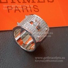 Hermes Kelly Ring groot met diamanten in Sliver UK Store