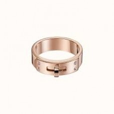 Hermes Kelly Ring Rose Goud Met 4 Diamanten Stijl