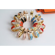 Hermes smalle emaille scharnierende armband in gewoon email met roségoud/geel goud