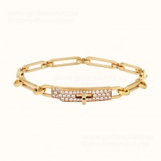 Hermes Dames Kelly Chaine armband met diamanten zilver/geel goud/rosé gouden sieraden